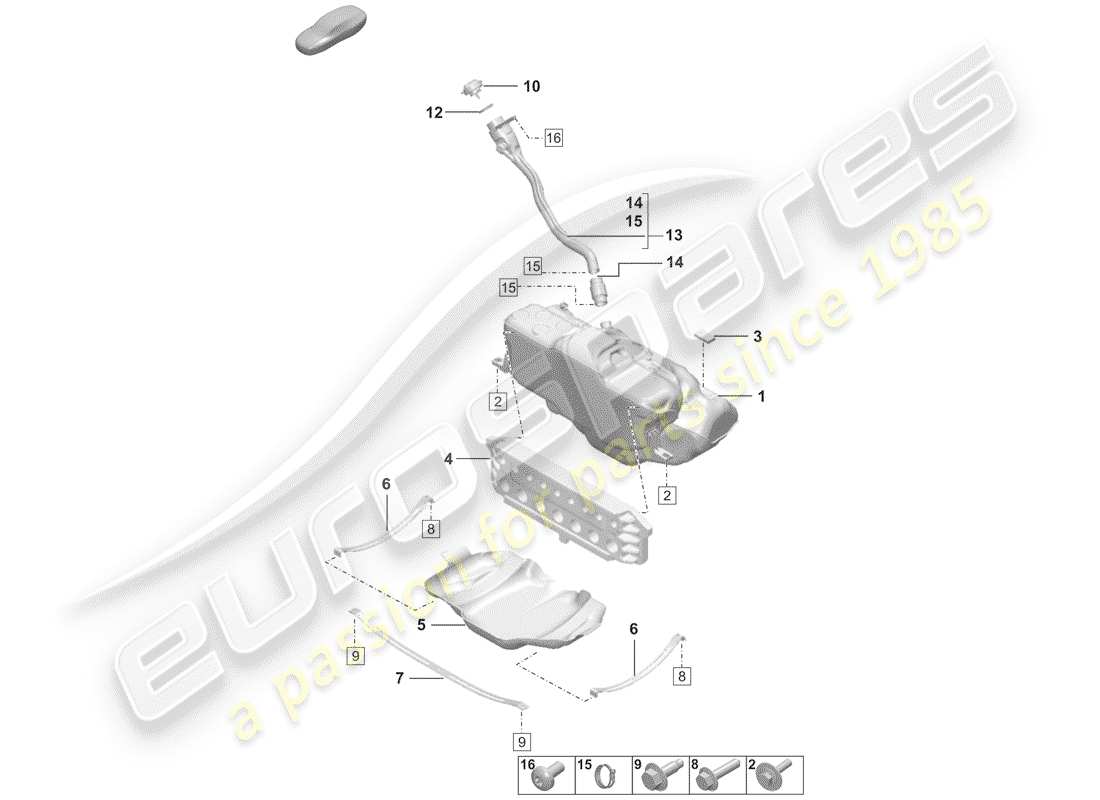 porsche 2020 (992-1) serbatoio di carburante diagramma delle parti