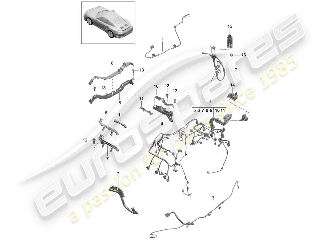 porsche 2020 (991-2 turbo) cablaggi diagramma delle parti