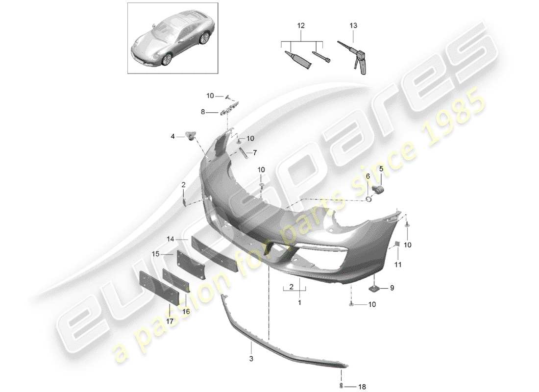 porsche 2017 (991-2) paraurti diagramma delle parti