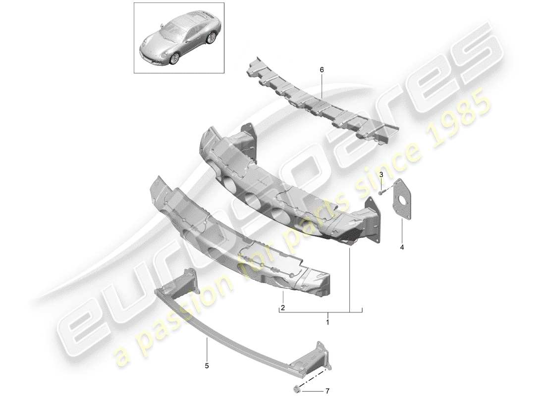porsche 2017 (991-2) staffa paraurti schema delle parti