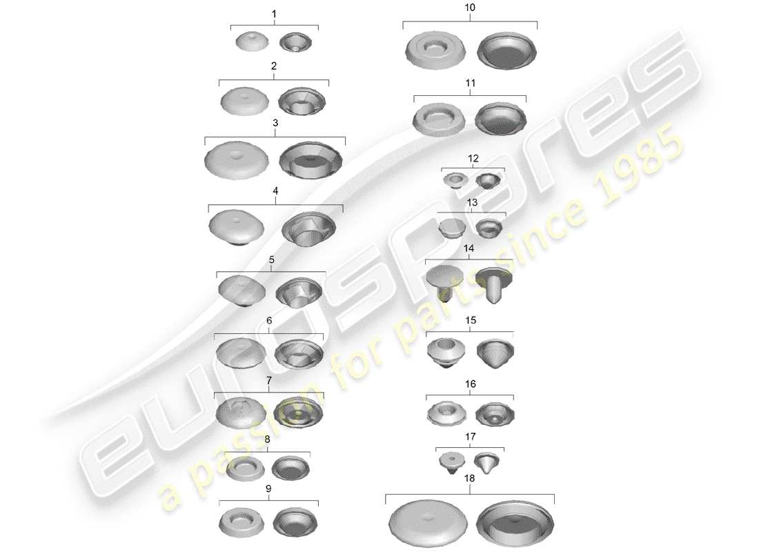 porsche 991 turbo (2020) diagramma delle parti della spina