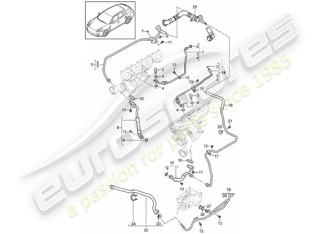 porsche 2012 (panamera 970) tubo olio diagramma delle parti