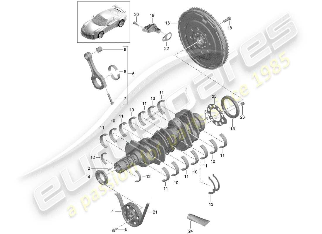 porsche 2019 (991-2 r/gt3/rs) schema delle parti dell'albero motore