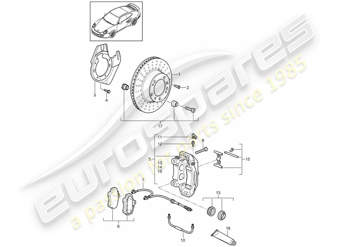 porsche 2012 (997-2 turbo / gt2 rs) freni a disco diagramma delle parti