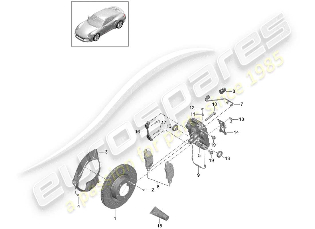 porsche 2016 (991-1 turbo) freni a disco diagramma delle parti