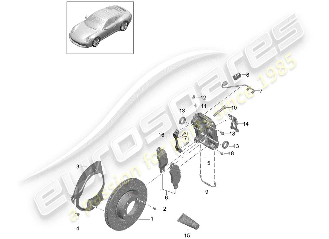 porsche 2019 (991-2) freni a disco diagramma delle parti