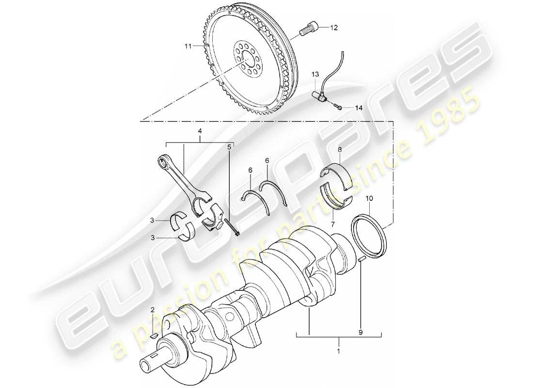 porsche 2003 (cayenne e1 9pa) albero a gomiti diagramma delle parti