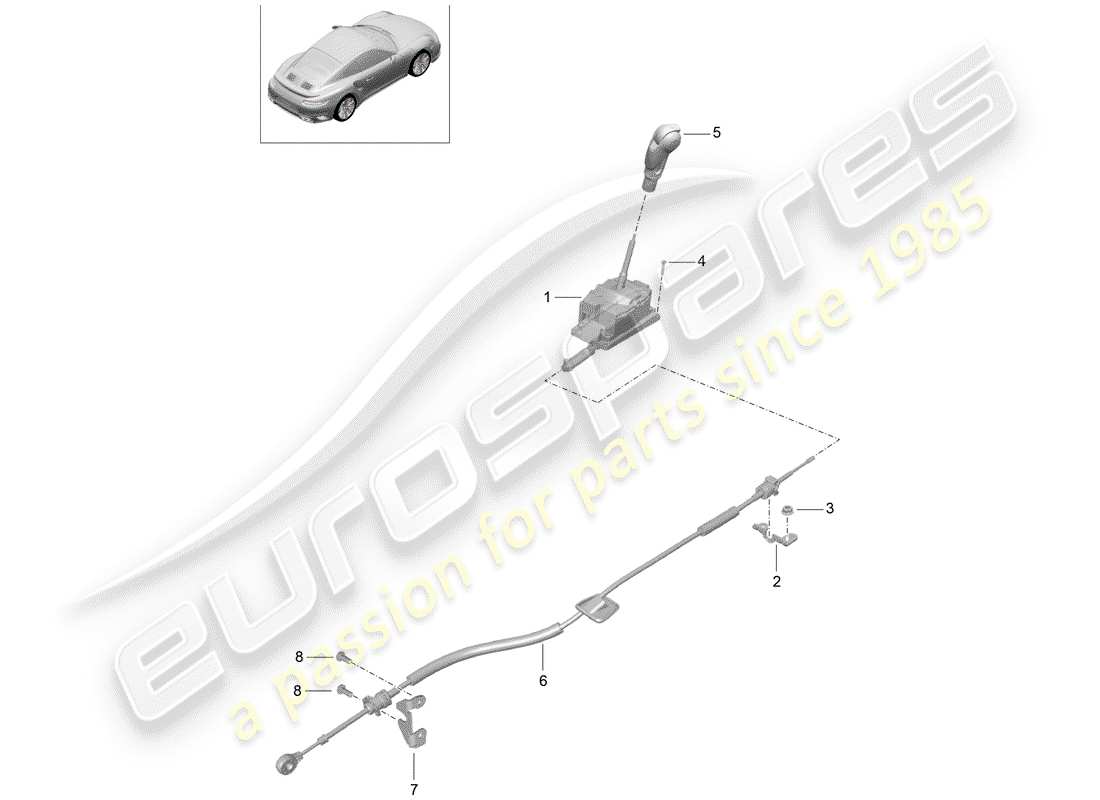 porsche 2020 (991-2 turbo) leva selettrice diagramma delle parti