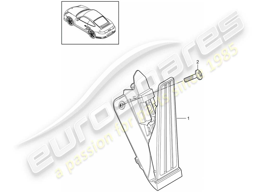 porsche 2012 (997-2 turbo / gt2 rs) pedali diagramma delle parti