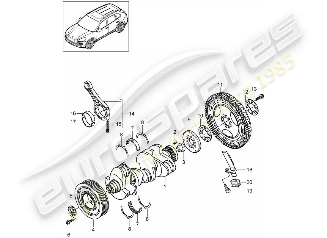porsche 2013 (cayenne e2 92a) schema delle parti dell'albero motore
