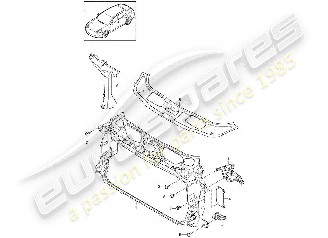 porsche 2013 (panamera 970) staffa schema delle parti