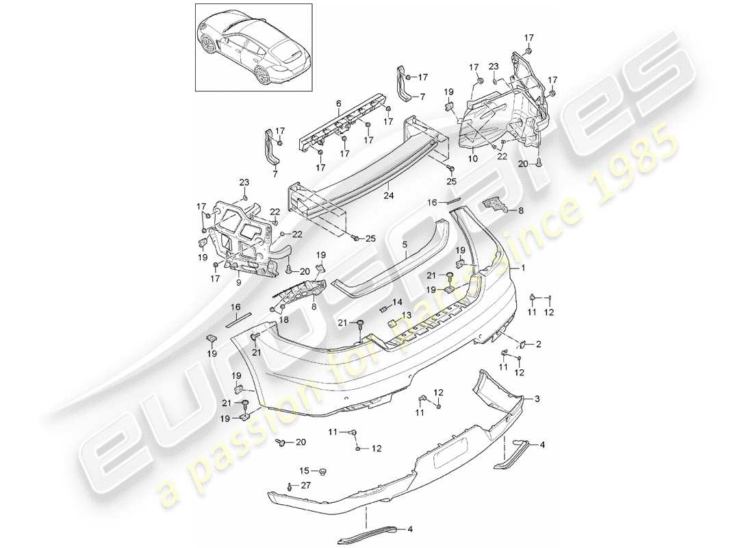 porsche 2013 (panamera 970) paraurti diagramma delle parti