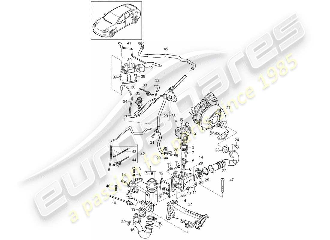 porsche 2013 (panamera 970) ricircolo dei gas di scarico diagramma delle parti
