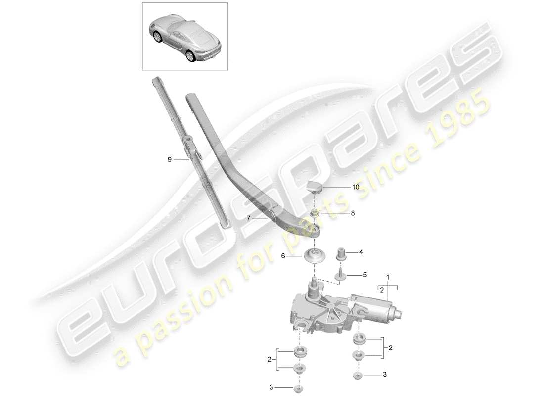 porsche 2020 (718 cayman) tergicristallo posteriore diagramma delle parti