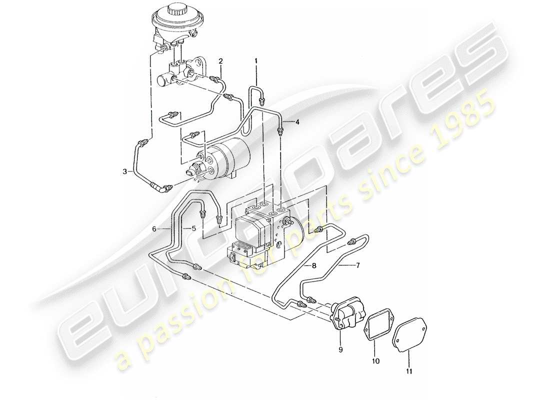 porsche 2001 (986 boxster) linea freno - estremità anteriore - d - mj 2001>> diagramma delle parti