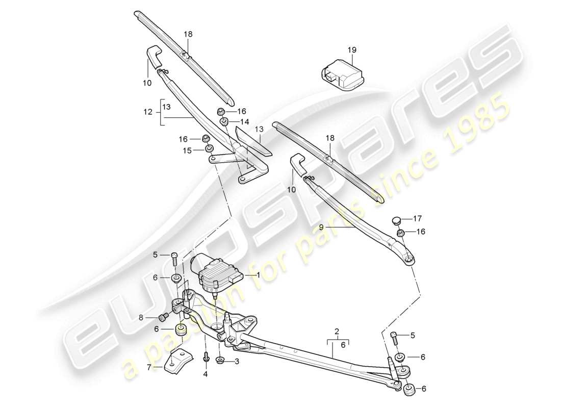 porsche 2006 (cayenne e1 9pa) sistema tergicristallo, compl sensore pioggia diagramma delle parti