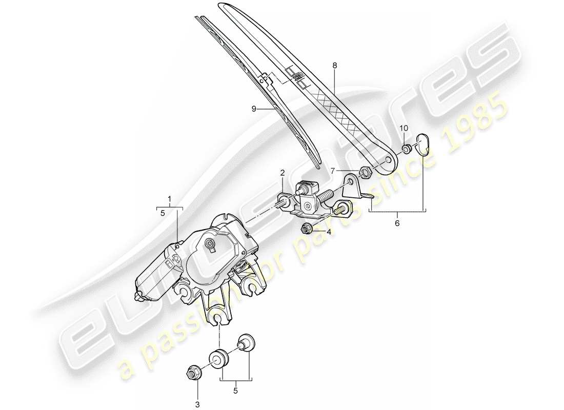 porsche 2007 (cayenne e1 9pa) tergicristallo posteriore diagramma delle parti