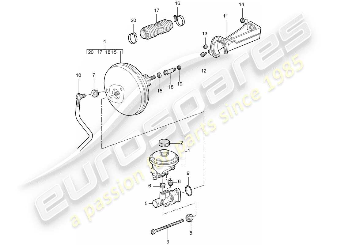 porsche 2007 (987 cayman) cilindro maestro del freno schema delle parti