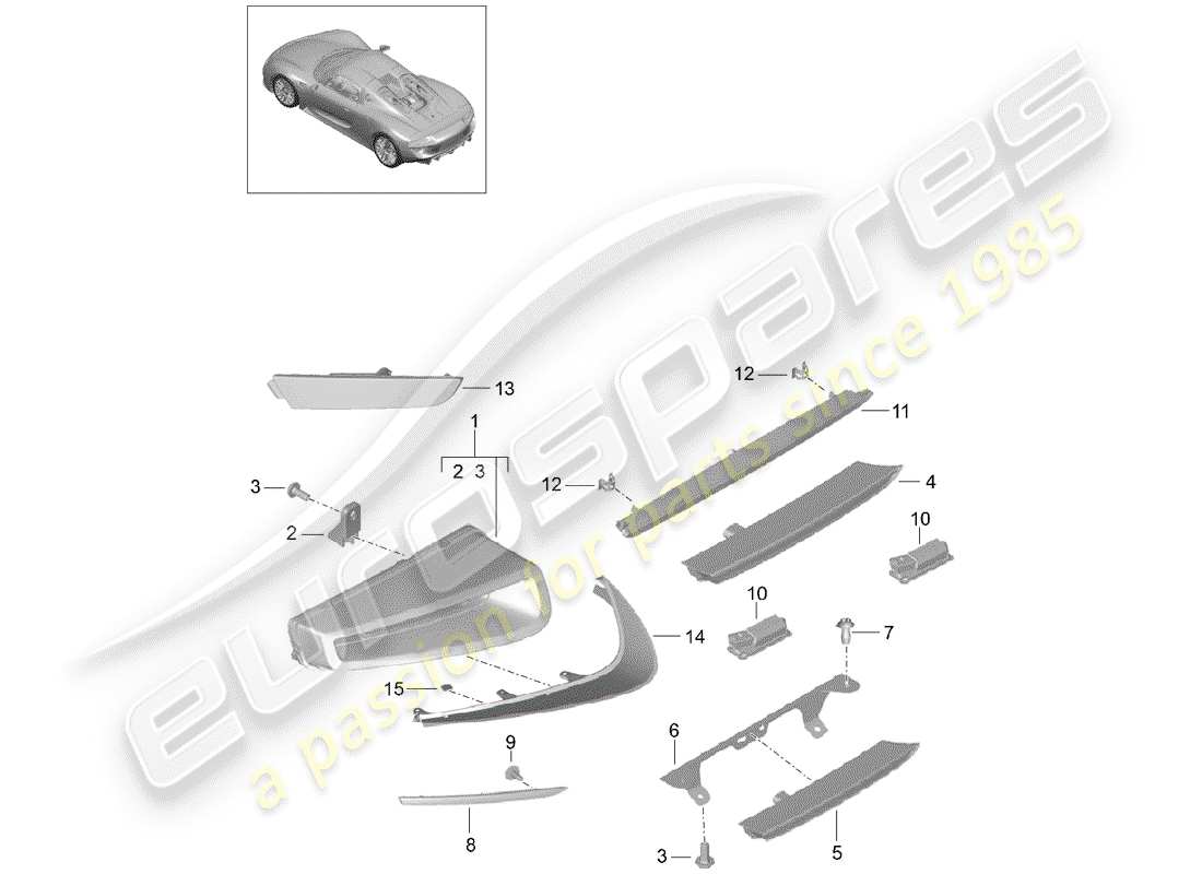 porsche 2015 (918 spyder) schema delle parti luce posteriore