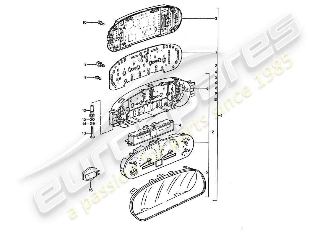 porsche 1993 (928) strumentazione diagramma delle parti