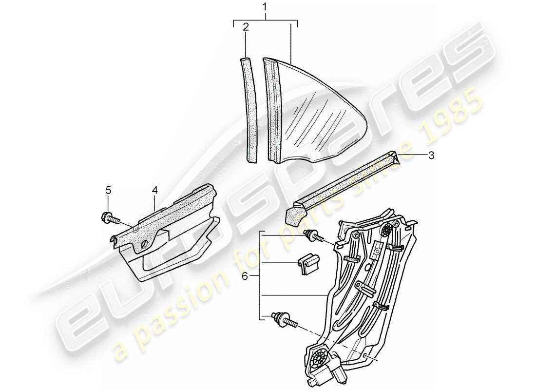 porsche 2009 997-2 turbo / gt2 finestra laterale diagramma delle parti
