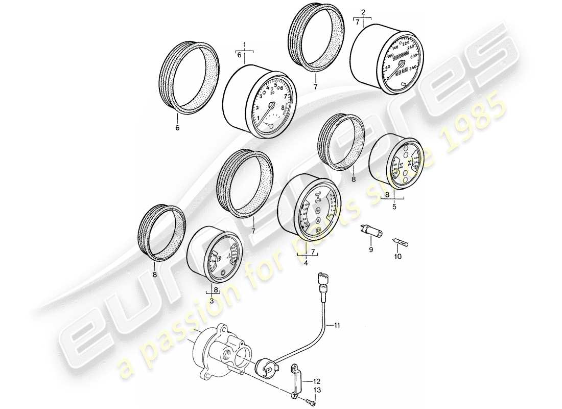 porsche 1987 (959) strumenti diagramma delle parti