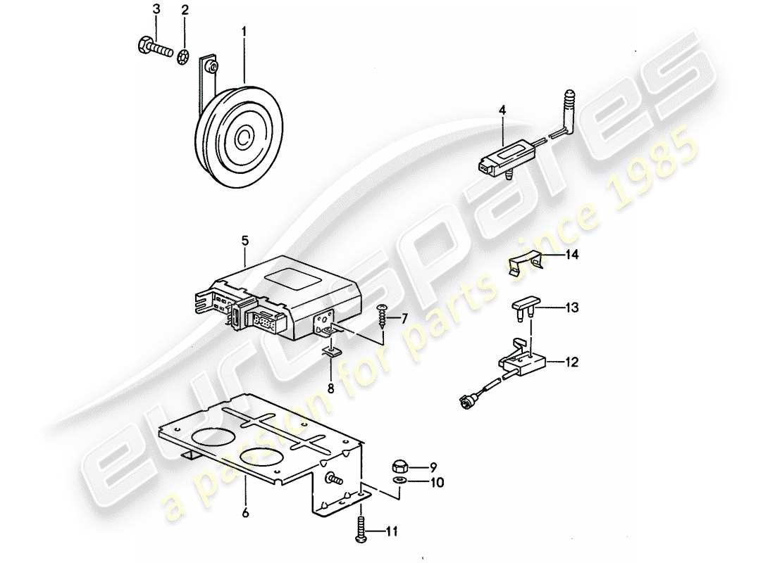 porsche 1992 (968) sistema d'allarme diagramma delle parti