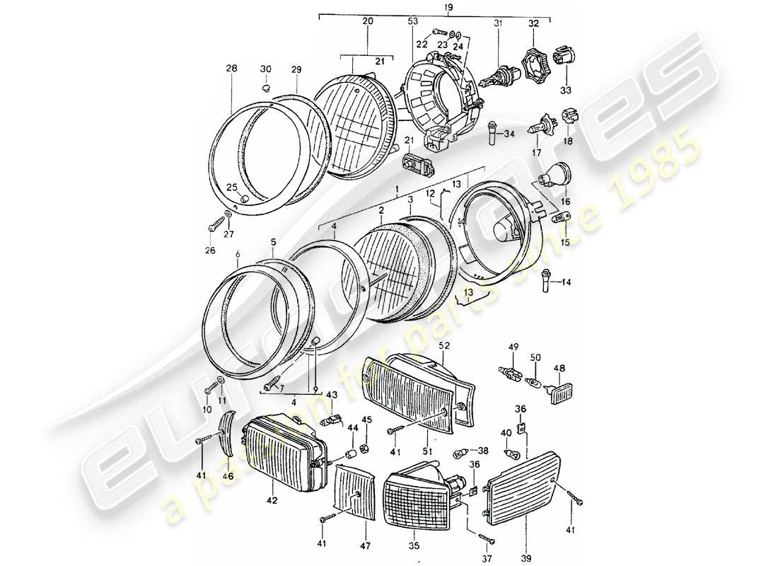 porsche 1994 (964) faro diagramma delle parti