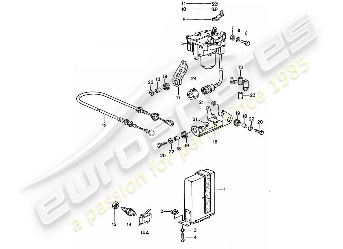 porsche 1990 (944) schema delle parti del sistema di controllo della velocità di crociera