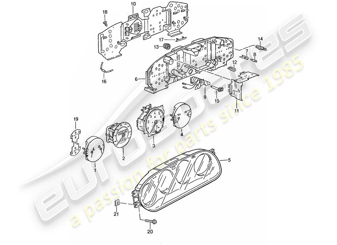 porsche 1991 (944) strumentazione diagramma delle parti