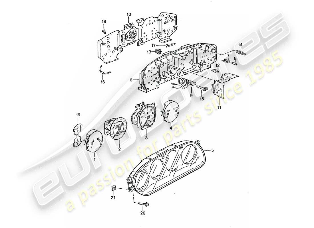 porsche 1992 (968) strumentazione diagramma delle parti
