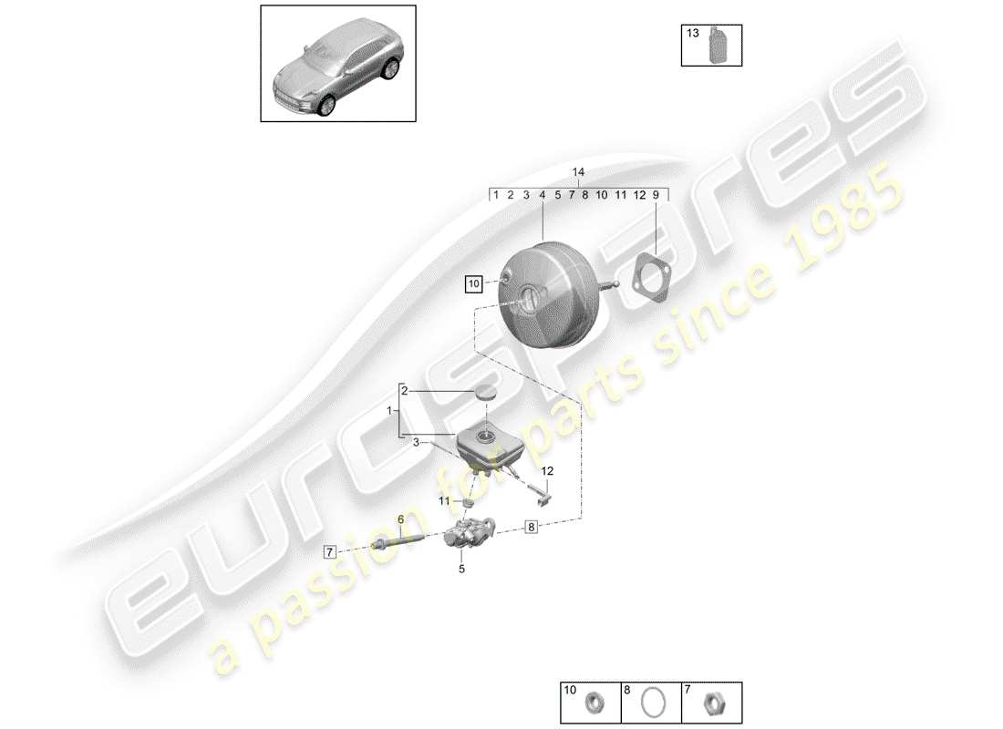 porsche 2019 (macan) pompa freno diagramma delle parti