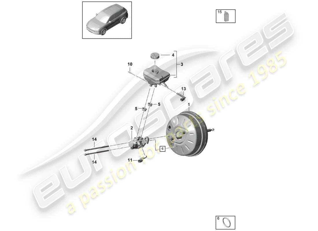 porsche 2018 (cayenne e3 9ya/9yb) pompa freno diagramma delle parti