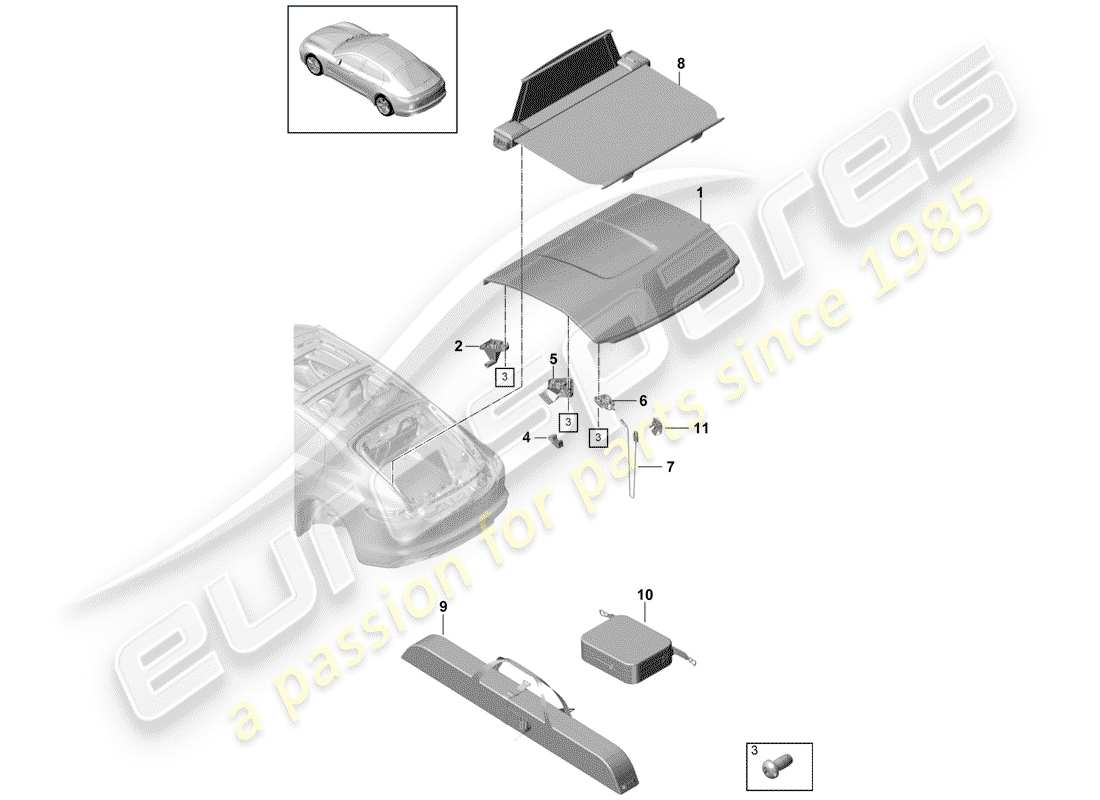 porsche 2018 (panamera 971-1) copertina diagramma delle parti