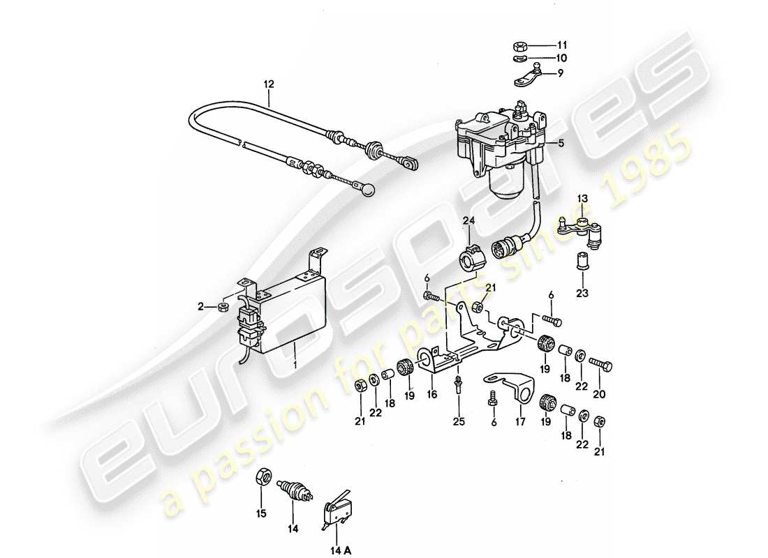 porsche 1992 (968) sistema di controllo della velocità di crociera diagramma delle parti