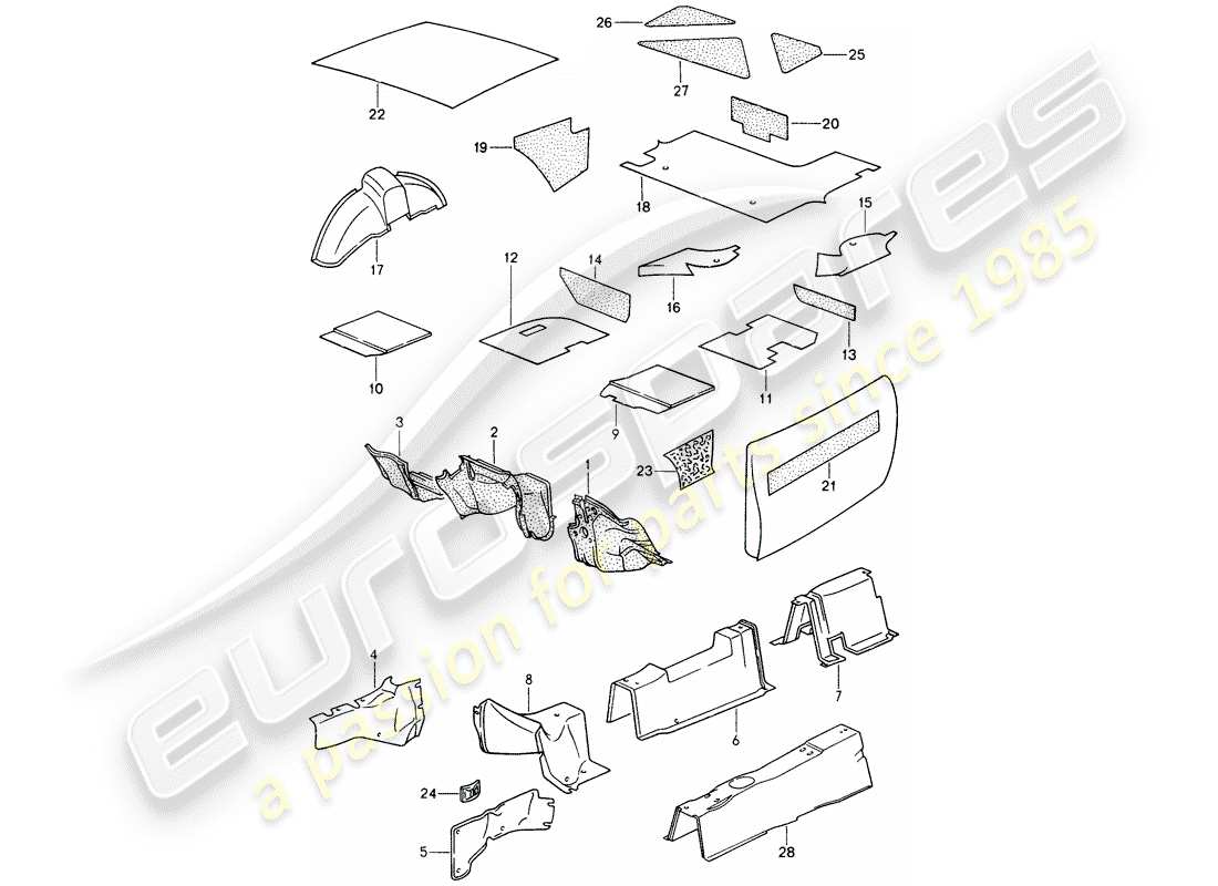 porsche 1991 (944) assorbitore acustico diagramma delle parti