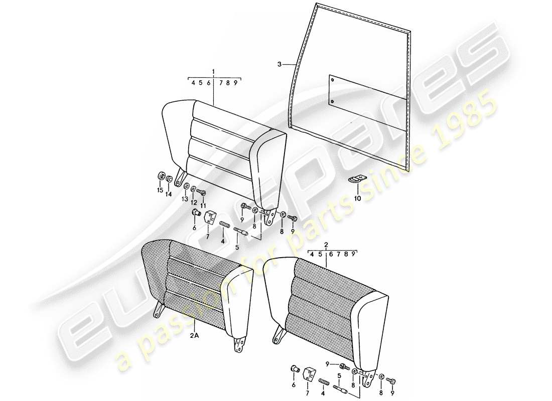 porsche 1986 (911) sedile di emergenza - schienale diagramma delle parti