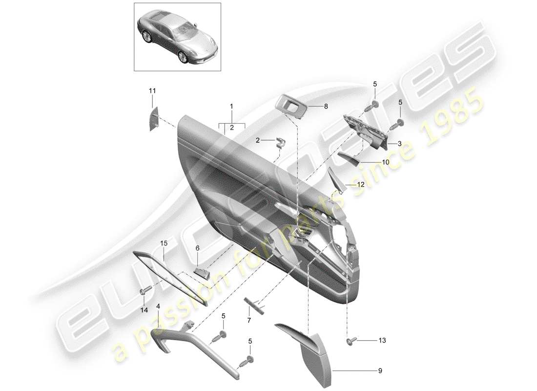 porsche 2013 (991-1) pannello della porta diagramma delle parti