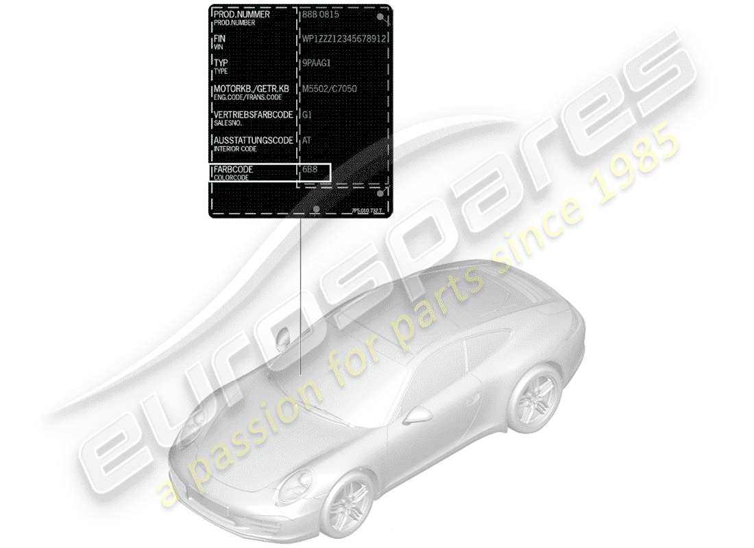 porsche 2013 (991-1) stick per ritocchi vernice diagramma delle parti