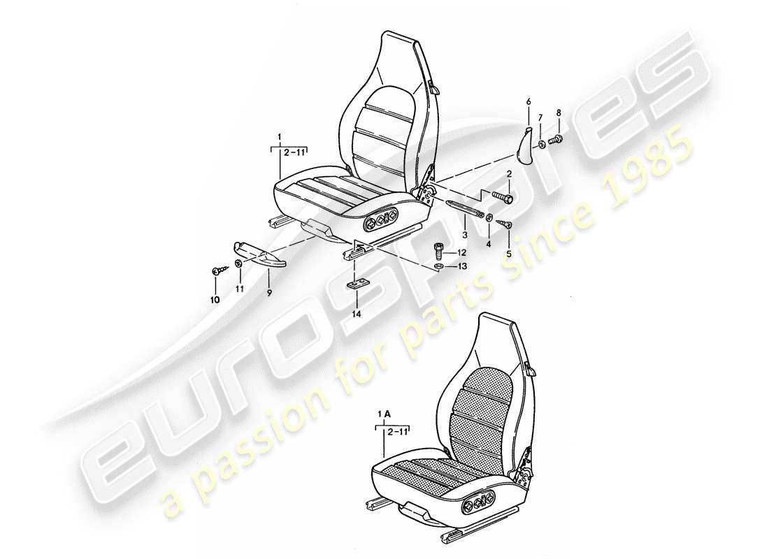 porsche 1994 (928) sedile - completo diagramma delle parti