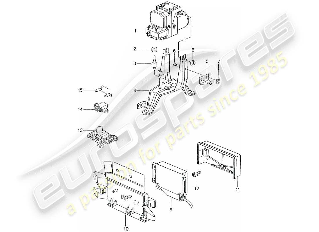 porsche 2001 (996) gruppo idraulico - impianto freno antibloccaggio -abs- - schema delle parti modulo sensore