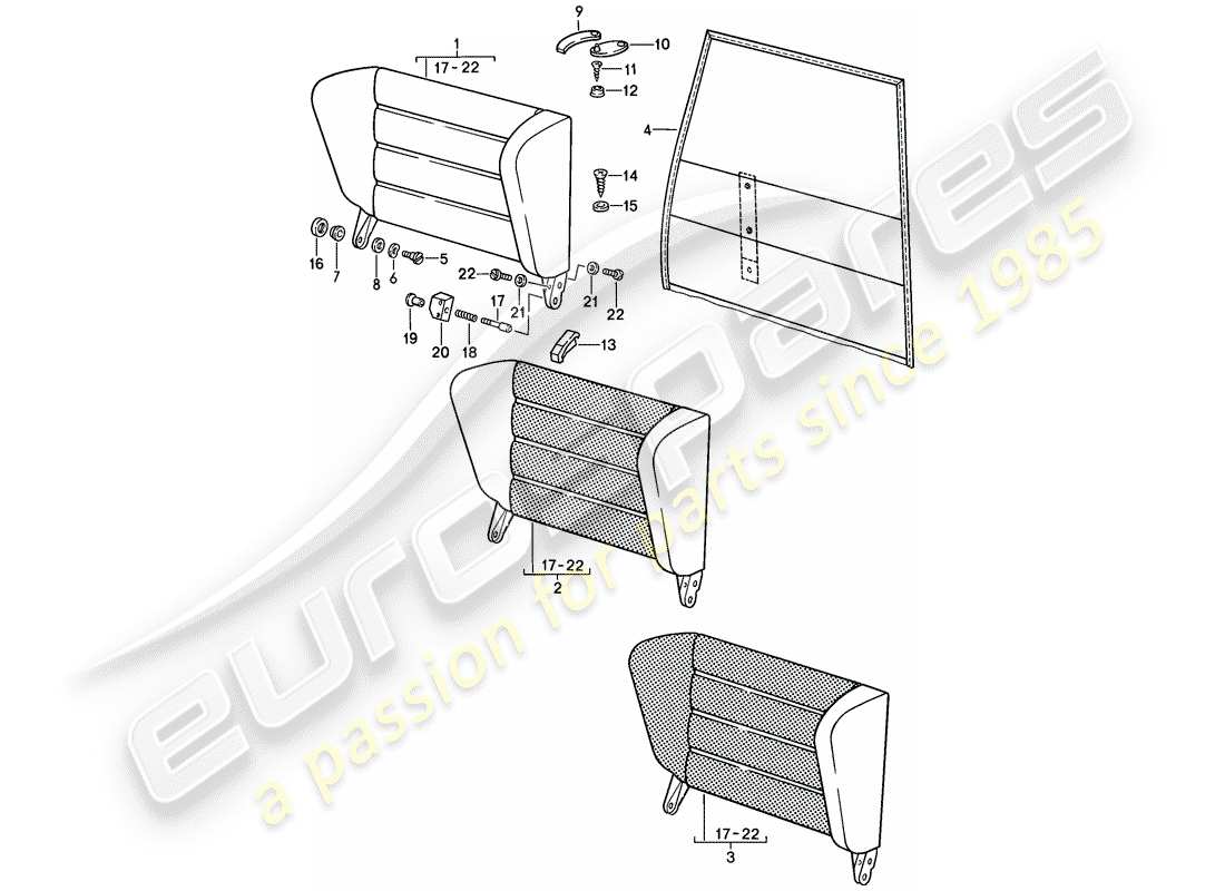 porsche 1984 (911) sedile di emergenza - schienale diagramma delle parti