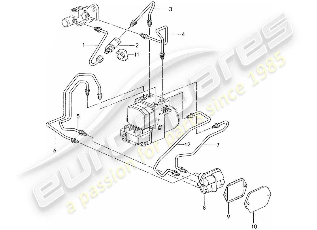 porsche 2000 (986 boxster) linea freno - estremità anteriore diagramma delle parti