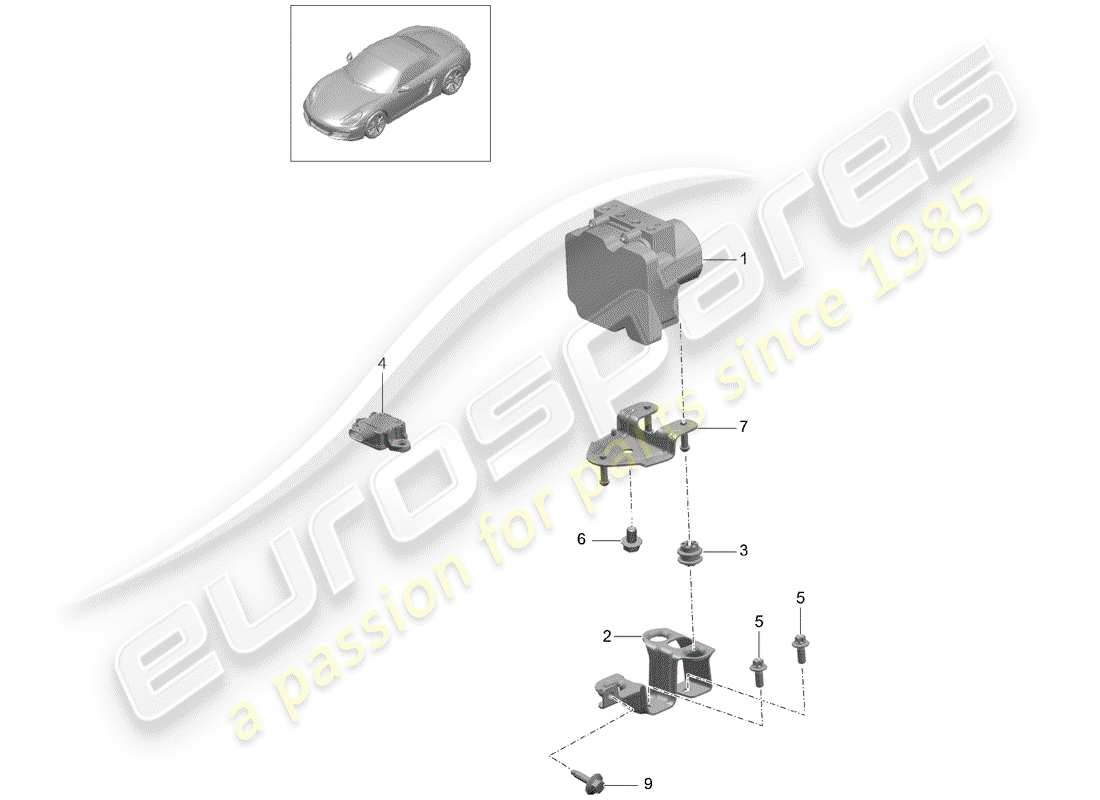 porsche 2013 (981 boxster) unità idraulica diagramma delle parti