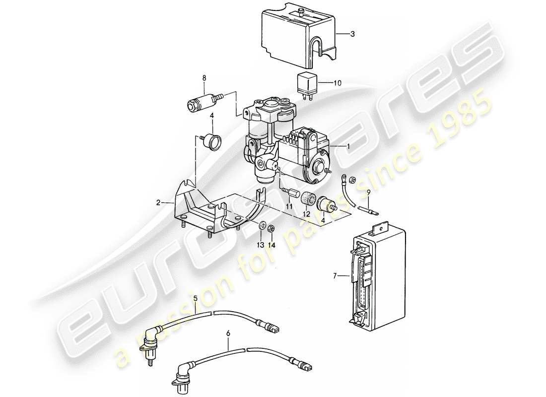 porsche 1992 (968) unità idraulica - sistema freno antibloccaggio. -addominali- diagramma delle parti