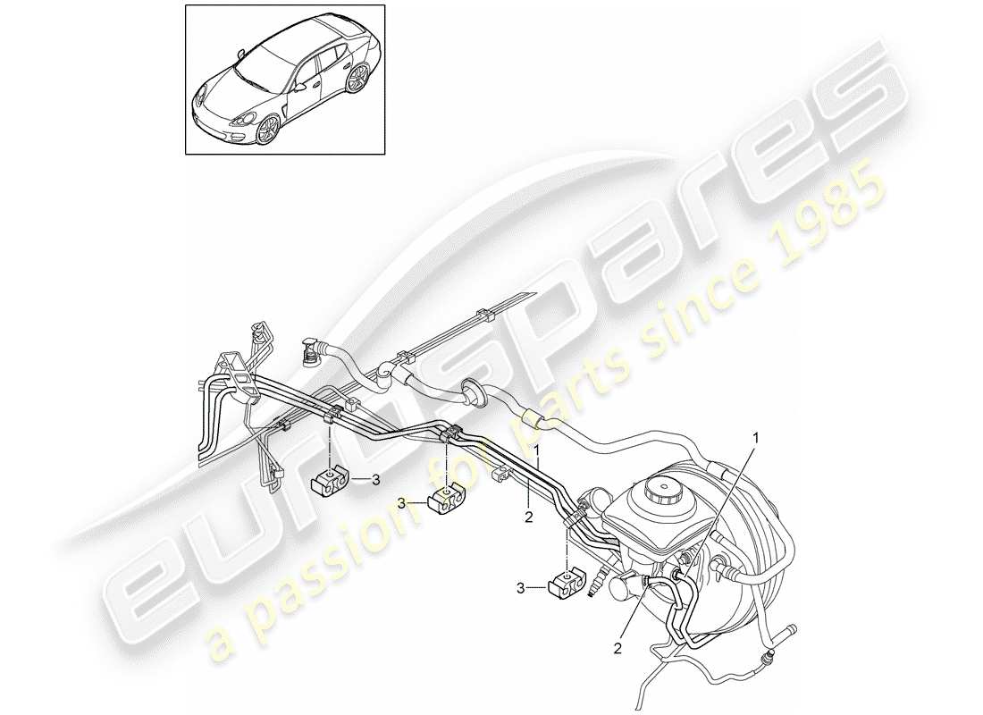 porsche 2016 (panamera 970) linee dei freni diagramma delle parti