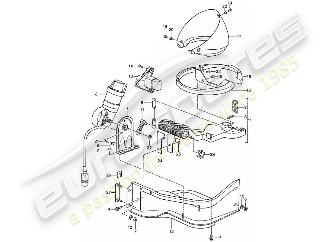 porsche 1994 (968) faro pop-up diagramma delle parti