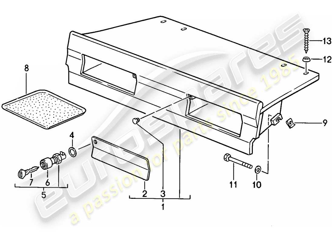 porsche 1985 (911) cassone bagagli posteriore diagramma delle parti