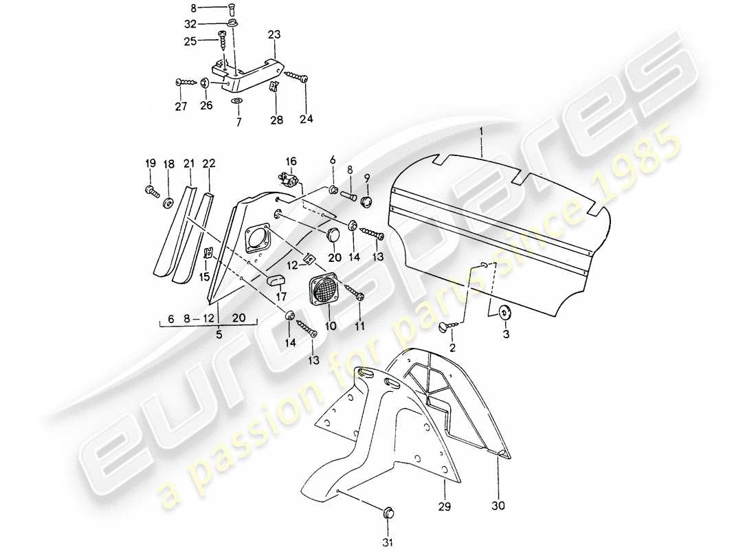 porsche 1994 (993) attrezzature interne diagramma delle parti