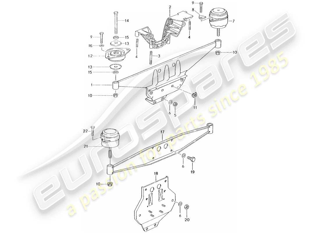porsche 1998 (993) sospensione del motore diagramma delle parti